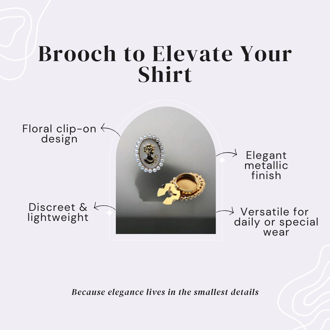 Golden Cameo Elegance – Floral Brooch to Elevate Your Shirt